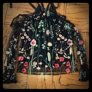 Halter neck blouse embroidery